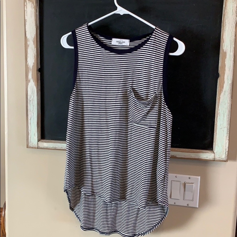 Carly Jean Los Angels navy striped tank
